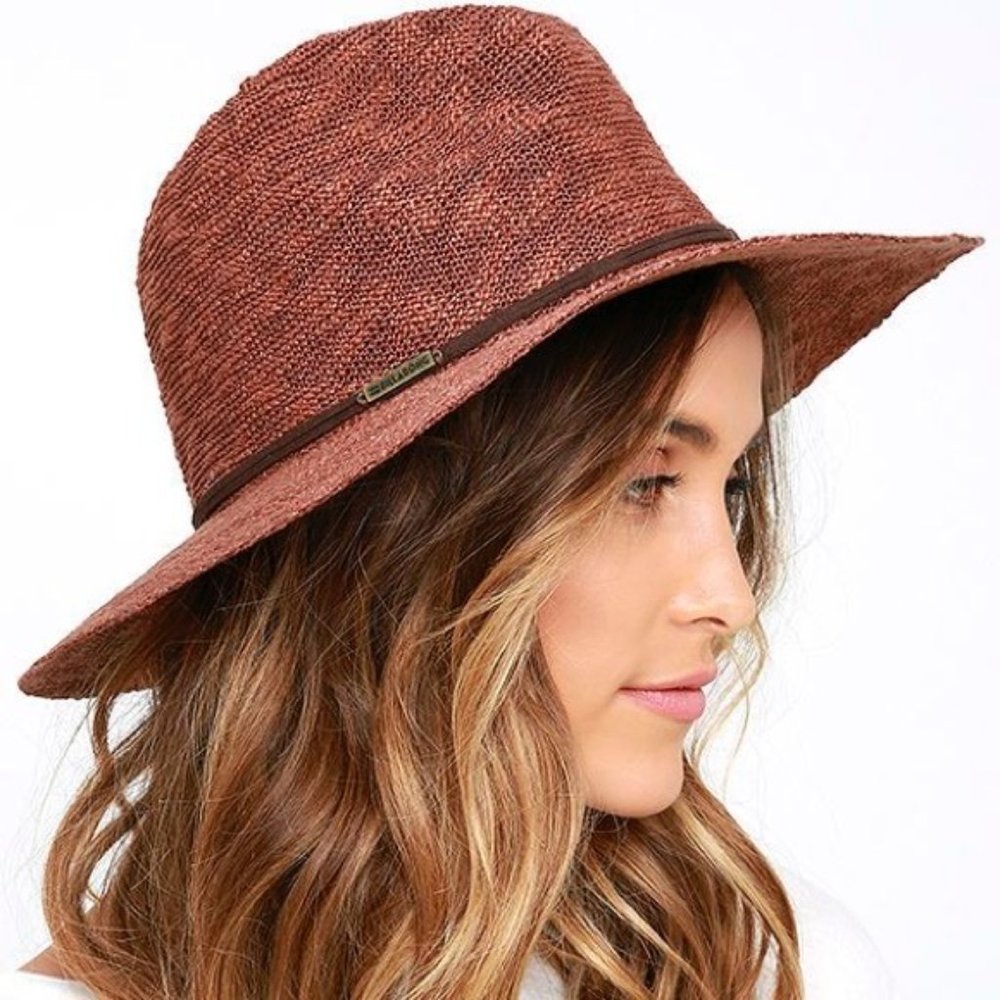 Billabong Rust Brown Woven Fedora Hat